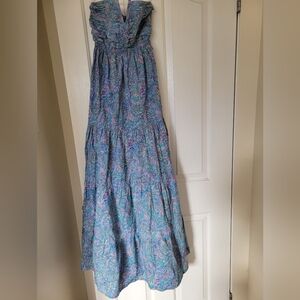 Blue and Purple Smocked Sweetheart Sundress
